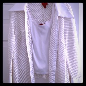 White 2 piece evening shirt set